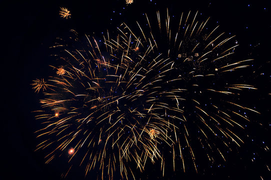 Abstract Fireworks On Black Sky