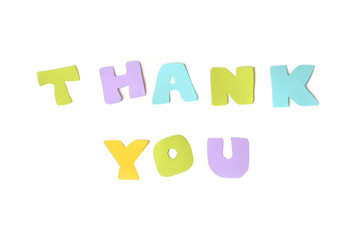 Thank you text on white background - isolated
