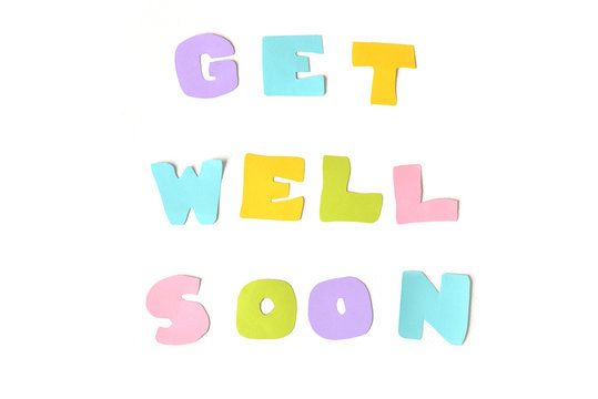 Get well soon text on white background - isolated
