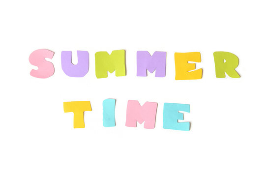 Summer time text on white background - isolated
