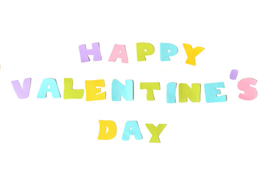 Happy valentine day text on white background - isolated
