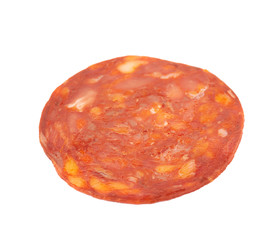 Obraz premium Italian sausage salame ventricina isolated