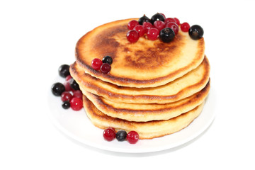 Pancakes with cranberries and black currants (image with clippin