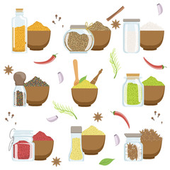 Spices In A Bowl And Glass Container Set