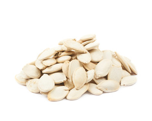 Pile of pumpkin seeds isolated