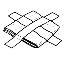 dressing pad and adhesive tape / cartoon vector and illustration, black and white, hand drawn, sketch style, isolated on white background.