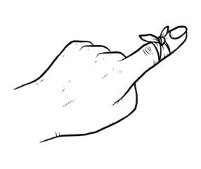 finger injury / cartoon vector and illustration, black and white, hand drawn, sketch style, isolated on white background.