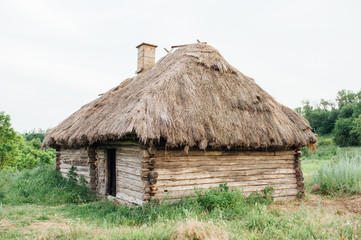 Fototapeta na wymiar Old wooden house in mountain - Ukraine