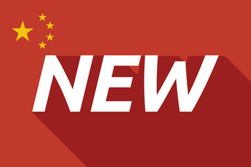 Long shadow China flag with    the text NEW