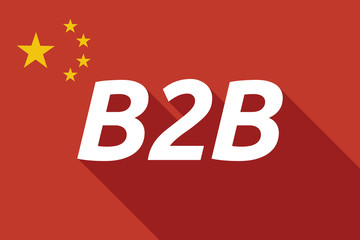 Long shadow China flag with    the text B2B