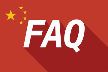 Long shadow China flag with    the text FAQ