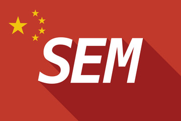 Long shadow China flag with    the text SEM
