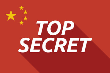 Long shadow China flag with    the text TOP SECRET