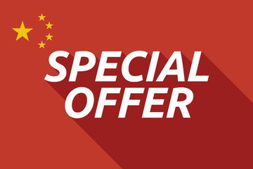 Long shadow China flag with    the text SPECIAL OFFER