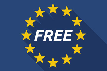 Long shadow European Union flag with    the text  FREE