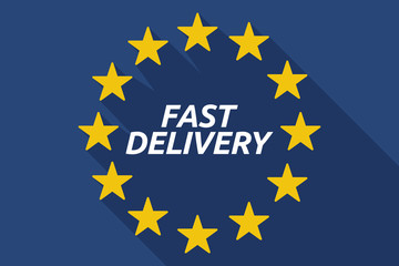 Long shadow European Union flag with    the text FAST DELIVERY