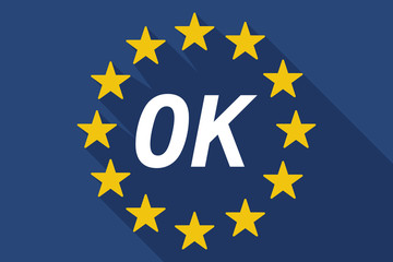 Long shadow European Union flag with    the text OK