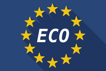Long shadow European Union flag with    the text ECO
