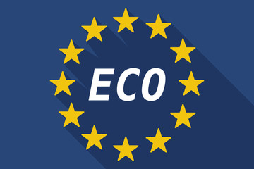 Long shadow European Union flag with    the text ECO