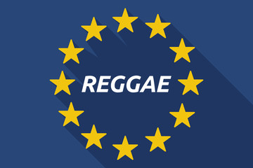 Long shadow European Union flag with    the text REGGAE