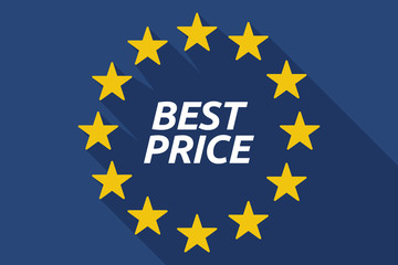 Long shadow European Union flag with    the text BEST PRICE