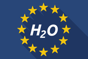 Long shadow European Union flag with    the text H2O