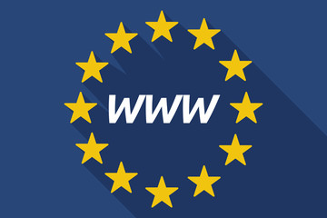 Long shadow European Union flag with    the text WWW