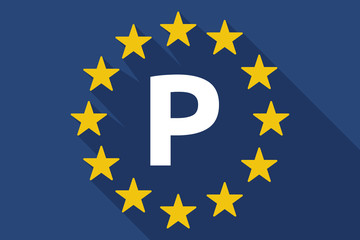 Long shadow European Union flag with    the letter P