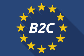 Long shadow European Union flag with    the text B2C