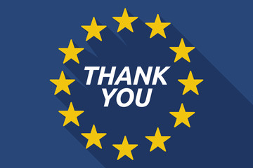 Long shadow European Union flag with    the text THANK YOU