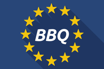 Long shadow European Union flag with    the text BBQ