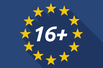 Long shadow European Union flag with    the text 16+