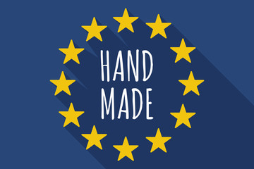Long shadow European Union flag with    the text HAND MADE