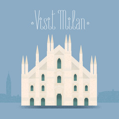 Milan, Milano cathedral vector illustration, design element, background