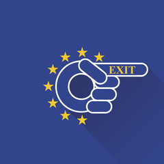 Way to exit EU - hand symbol, vector