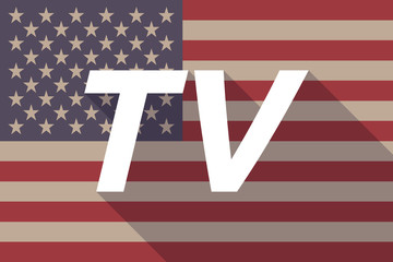 Long shadow USA flag with    the text TV