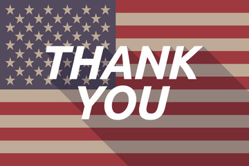 Long shadow USA flag with    the text THANK YOU