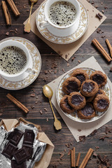 Chocolate cookies and coffee