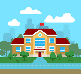 Fototapeta premium Vector flat illustration of school building, for poster, banner, etc