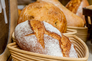 fresh organic home-made bread at market