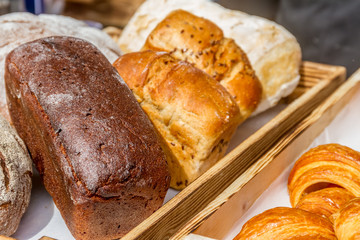 fresh organic home-made bread at market