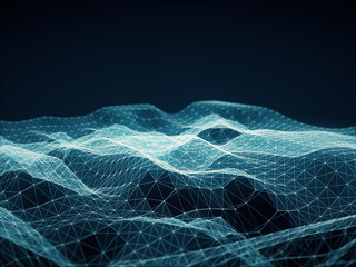 Abstract polygonal space low poly dark background with connecting dots and lines. Connection structure.