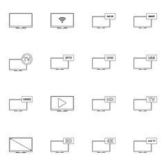 Modern tv lcd thinline simple icon set on background