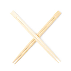 Wooden sushi chopsticks isolated