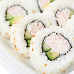 Set of sushi rolls isolated