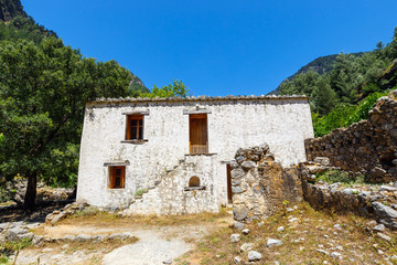 displaced village Samaria in Samaria Gorge in central Crete, Greece
