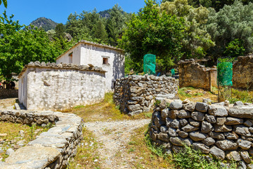 displaced village Samaria in Samaria Gorge in central Crete, Greece