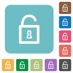 Flat unlocked padlock icons