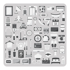 Vector of flat icons, Hotel set on isolated background
