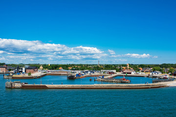 Blick auf den Hafen von Gedser in Dänemark
